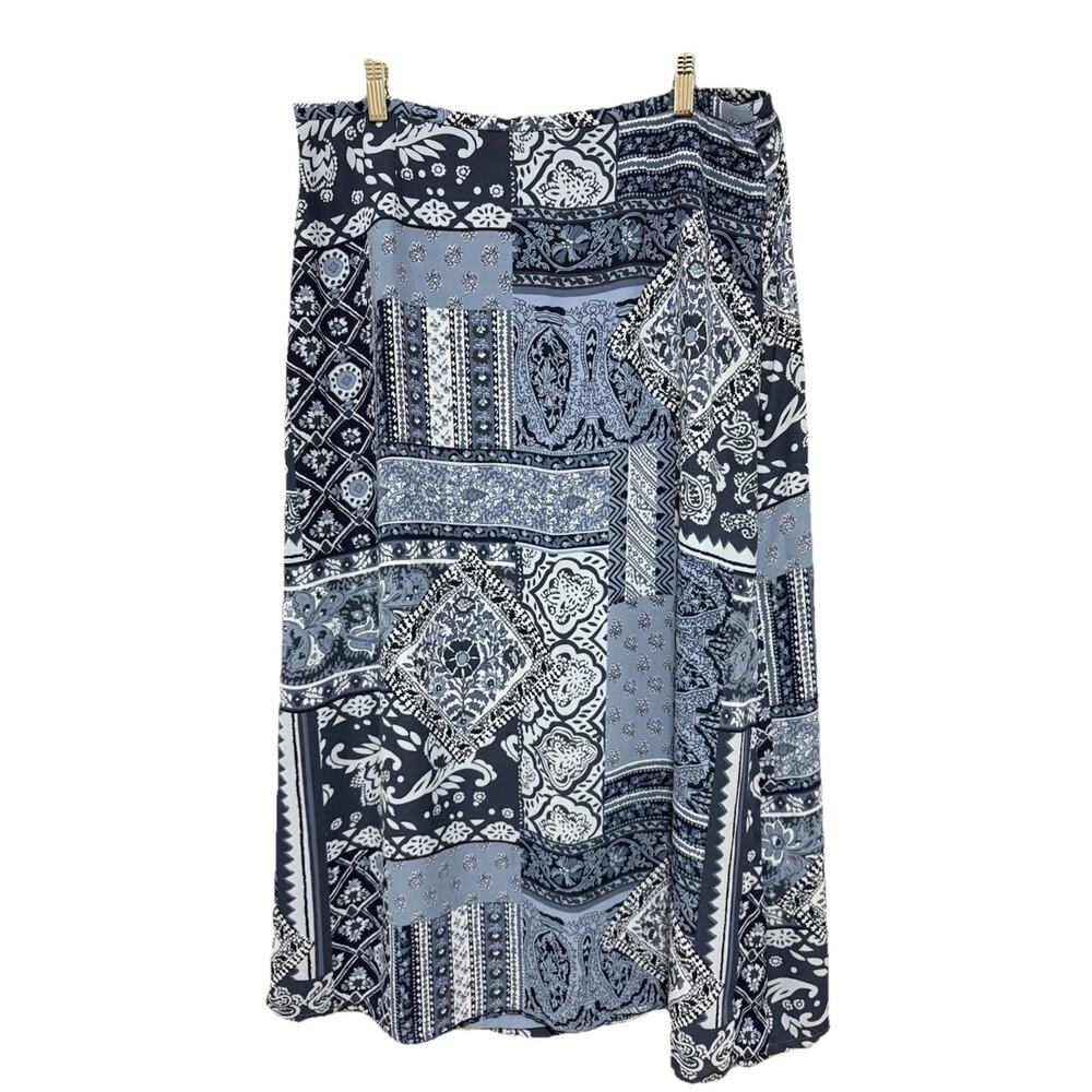 JH Collectibles A-line Skirt Womens 14 Blue Patchwork Paisley Midi Boho